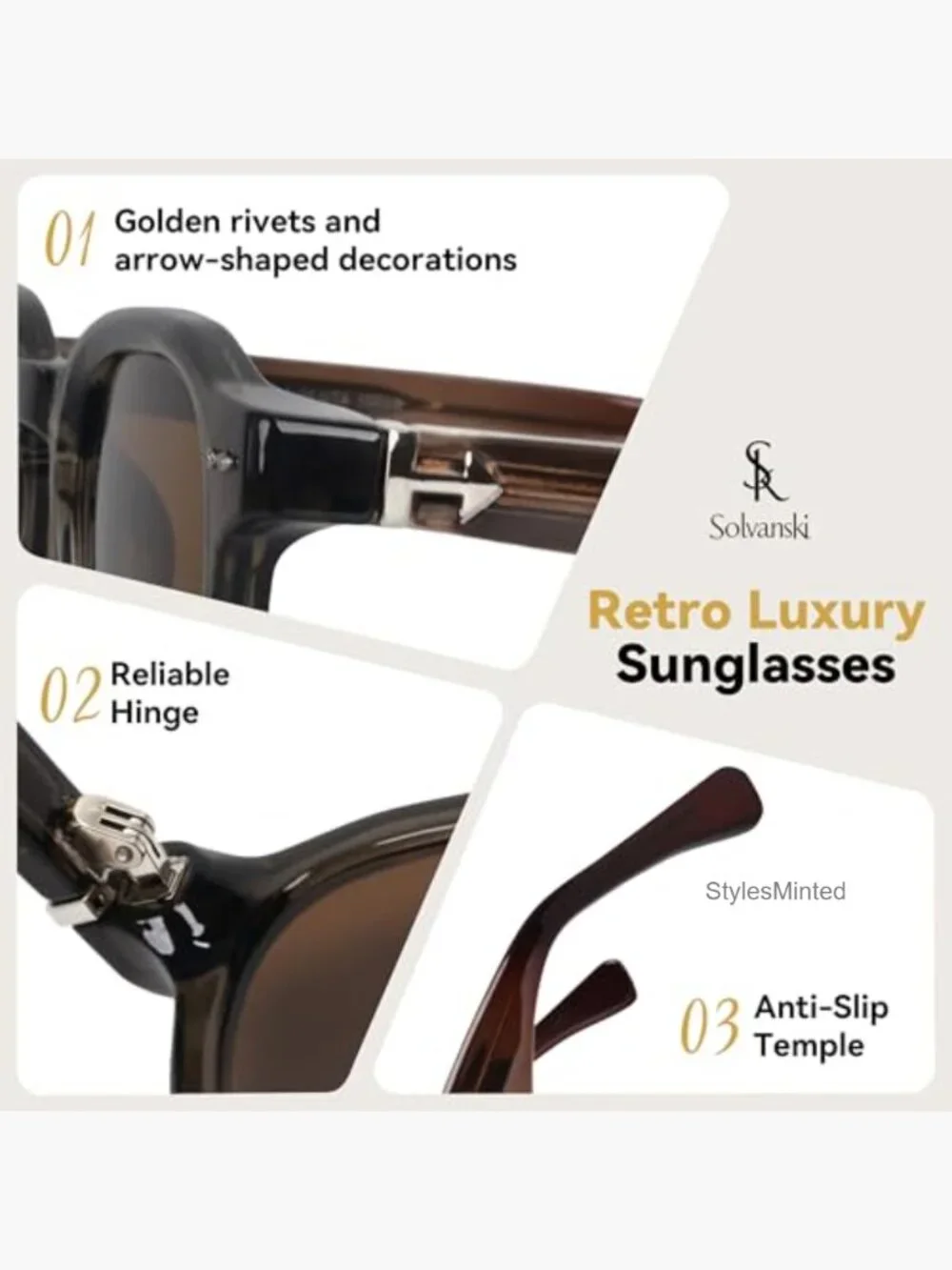 Square Retro Sunglasses UV400 Protection Tortoiseshell Frame